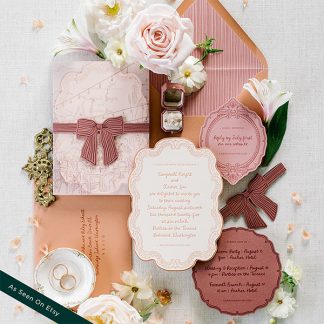 Campbell and Xavier - Whimsical and ornate wedding invitation