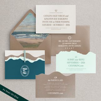 Catalina and Kingston - Whimsical and minimal wedding invitation