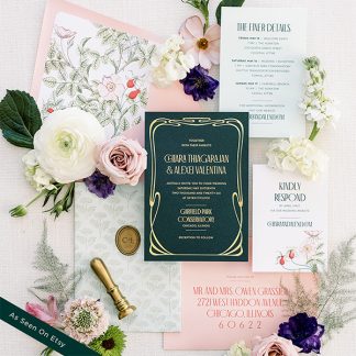 Chiara and Alexei - Glitzy with art deco wedding invitation