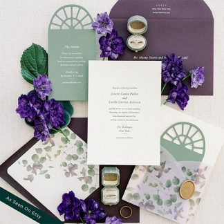 Janette and Lucille - Lovely quaint garden letterpress wedding invitation