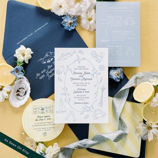 Kennedy and Cameron - Whimsical adorable letterpress wedding invitation
