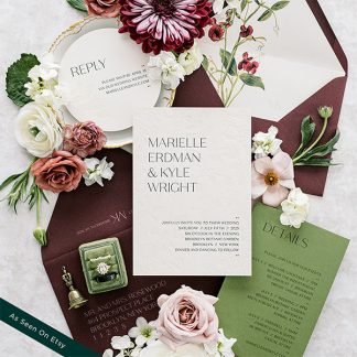 Marielle and Kyle - Modern minimalist letterpress wedding invitation