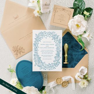 Raine and Kai - Floral Letterpress Wedding Invitation