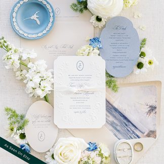 Teagan and Chase - Sculpted Floral Embossed wedding invitation