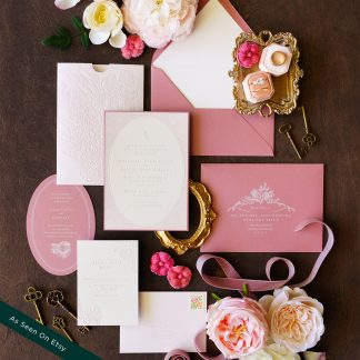 Anastasia and Gabriel - Romantic soft floral wedding invitation