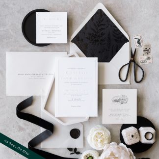 Diana and David - Modern and sophisticated blind emboss wedding invitation