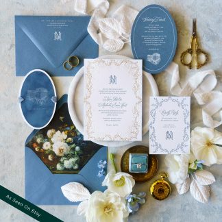 Noor and Malachi - Traditional delicate floral wedding invitation
