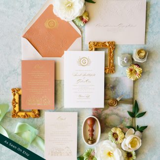 Sarah and Gabriel - Classic soft botanical wedding invitation